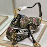 Christian Dior Saddle Bag Green Khaki For Women 10in/25.5 cm M0446CEAU_M924