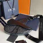 Dior Saddle Bag Grey/Black For Women‎ 10in/26cm CD 1ADPO093CDP_H42E