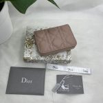 Dior Small Lady Dior Voyageur Coin Purse Black/Light Pink/Blue For Women 4.5in/11cm S0985ONMJ_M900