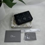 Dior Small Lady Dior Voyageur Coin Purse Black/Light Pink/Blue For Women 4.5in/11cm S0985ONMJ_M900