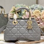 Dior The Medium Lady 95.22 Bag Black/White/Grey For Women 9.5in/ 24cm