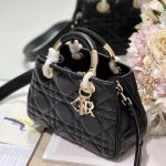 Dior The Medium Lady 95.22 Bag Black/White/Grey For Women 9.5in/ 24cm