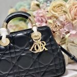 Dior The Medium Lady 95.22 Bag Black/White/Grey For Women 9.5in/ 24cm