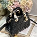 Dior The Medium Lady 95.22 Bag Black/White/Grey For Women 9.5in/ 24cm