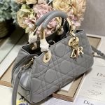 Dior The Medium Lady 95.22 Bag Black/White/Grey For Women 9.5in/ 24cm