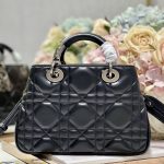 Dior The Medium Lady 95.22 Bag With Black Tone Hardware Black/White/Grey For Women 9.5in/ 24cm