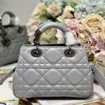Dior The Medium Lady 95.22 Bag Grey For Women 9.5in/ 24cm