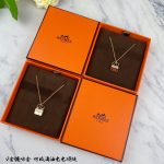 Hermes Amulettes Constance Necklace Gold Tone For Women