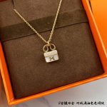 Hermes Amulettes Constance Necklace Gold Tone For Women