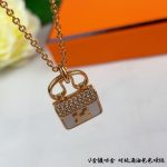 Hermes Amulettes Constance Necklace Gold Tone For Women