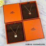 Hermes Amulettes Constance Necklace Gold Tone For Women