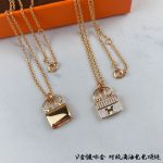 Hermes Amulettes Constance Necklace Gold Tone For Women