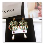 Gucci Attach Sparkling Stone Multicolor Earrings Gold Tone For Women