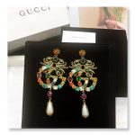 Gucci Attach Sparkling Stone Multicolor Earrings Gold Tone For Women