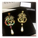Gucci Attach Sparkling Stone Multicolor Earrings Gold Tone For Women
