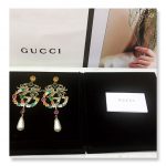 Gucci Attach Sparkling Stone Multicolor Earrings Gold Tone For Women