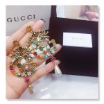Gucci Attach Sparkling Stone Multicolor Earrings Gold Tone For Women