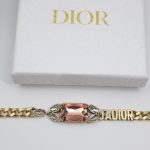 Dior Big Rectangle Twinkle Stone Chain Bracelet Gold Tone For Women