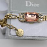 Dior Big Rectangle Twinkle Stone Chain Bracelet Gold Tone For Women
