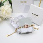 Dior Big Rectangle Twinkle Stone Chain Bracelet Gold Tone For Women
