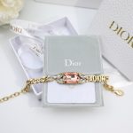 Dior Big Rectangle Twinkle Stone Chain Bracelet Gold Tone For Women