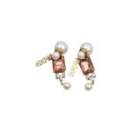 Big Rectangle Twinkle Stone Earrings Gold Tone For Women