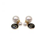 Black CD Circle Earrings Gold Tone For Women