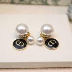 Black CD Circle Earrings Gold Tone For Women