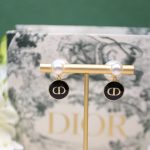 Black CD Circle Earrings Gold Tone For Women