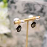Black CD Circle Earrings Gold Tone For Women