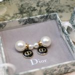 Black CD Circle Earrings Gold Tone For Women