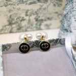 Black CD Circle Earrings Gold Tone For Women