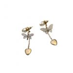 Dior Butterfly Earrings Gold Tone For Women