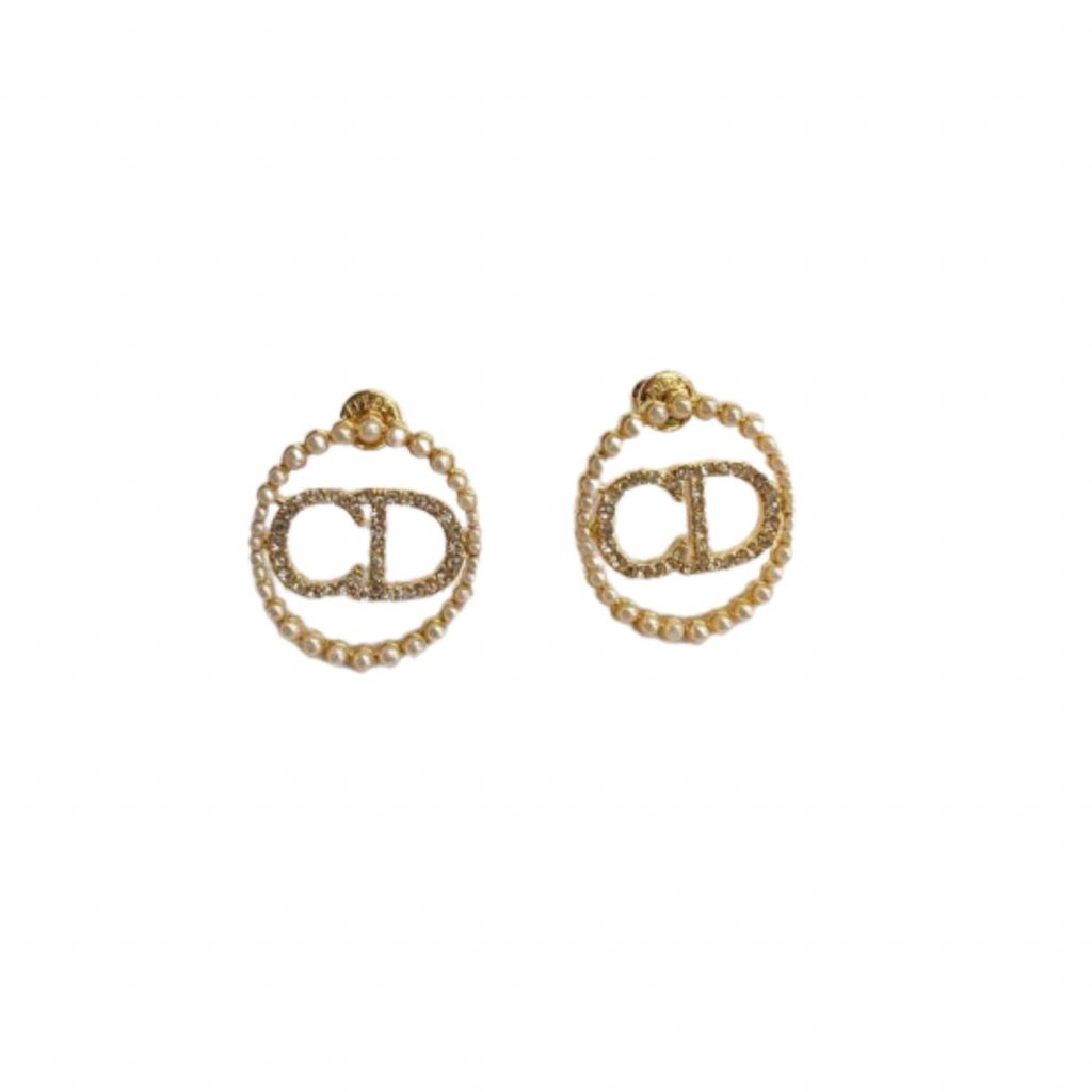 CD Earrings Gold Tone