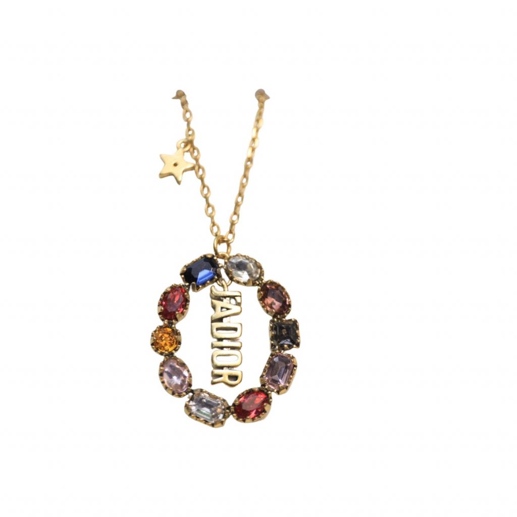Colorful Twinkle Stones Pendant Necklace Gold Tone