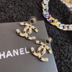 Chanel Combinating White And Black Pearl Earrings Gold Tone For Women