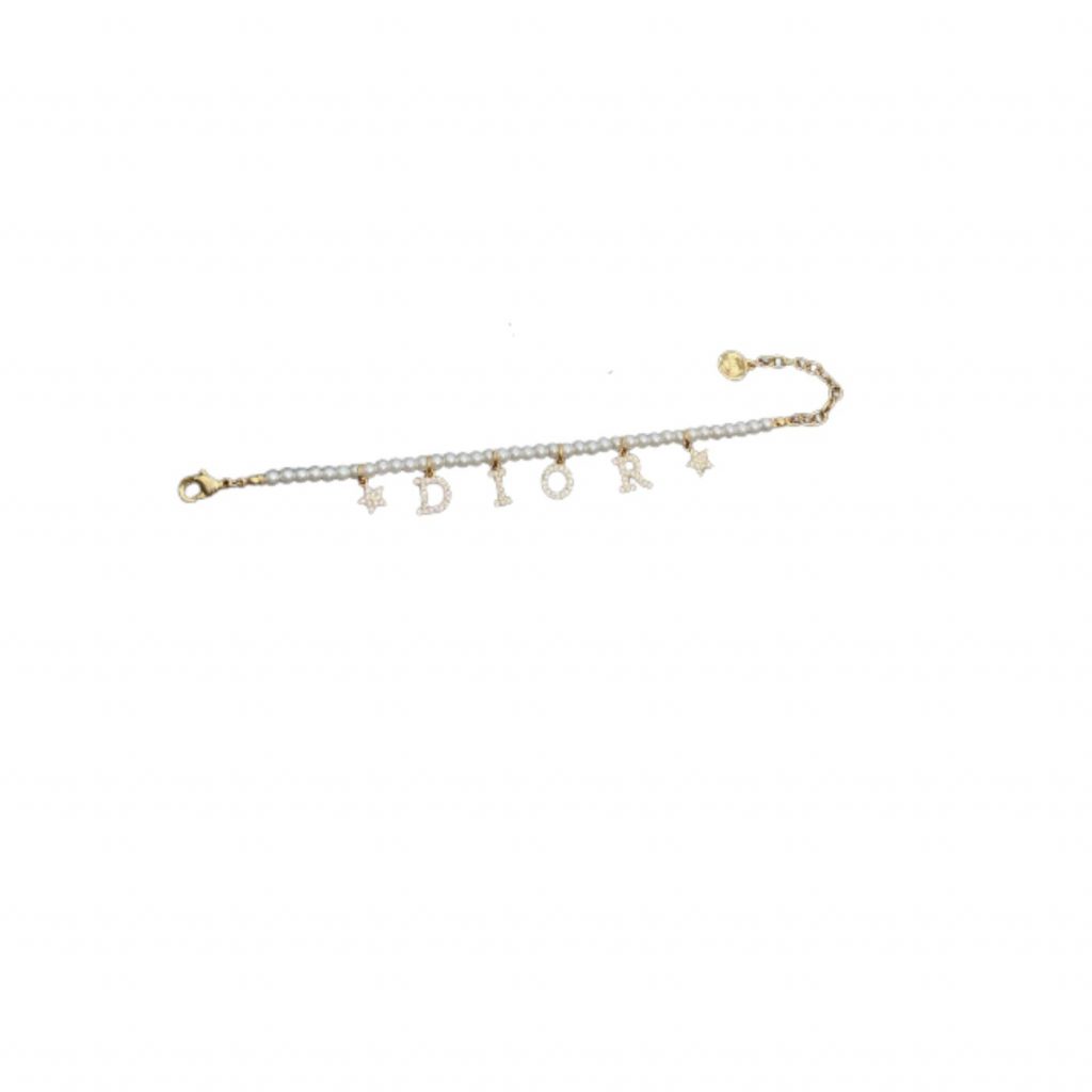 Dangling The Letter D-I-O-R Frame Bracelet Gold Tone
