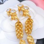 Chanel Diamond Round Stud Earrings Gold For Women