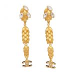 Chanel Diamond Round Stud Earrings Gold For Women