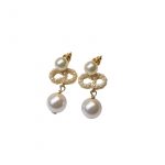 Dior Tribales Pearl Earrings Gold Tone For Women