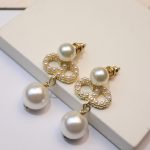 Dior Tribales Pearl Earrings Gold Tone For Women