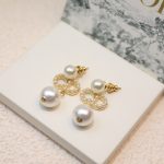 Dior Tribales Pearl Earrings Gold Tone For Women