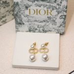 Dior Tribales Pearl Earrings Gold Tone For Women
