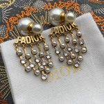 Engraved J-A-D-I-O-R Tassel Earrings Gold Tone For Women