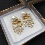 Engraved J-A-D-I-O-R Tassel Earrings Gold Tone For Women