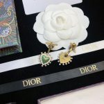 Dior Green Heart Bee Shape Earrings Gold Tone For Women