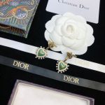 Dior Green Heart Bee Shape Earrings Gold Tone For Women