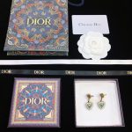 Dior Green Heart Bee Shape Earrings Gold Tone For Women