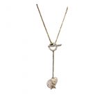 Dior Heart And Round Shape Pendant Necklace Gold Tone For Women