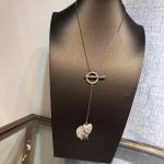 Dior Heart And Round Shape Pendant Necklace Gold Tone For Women